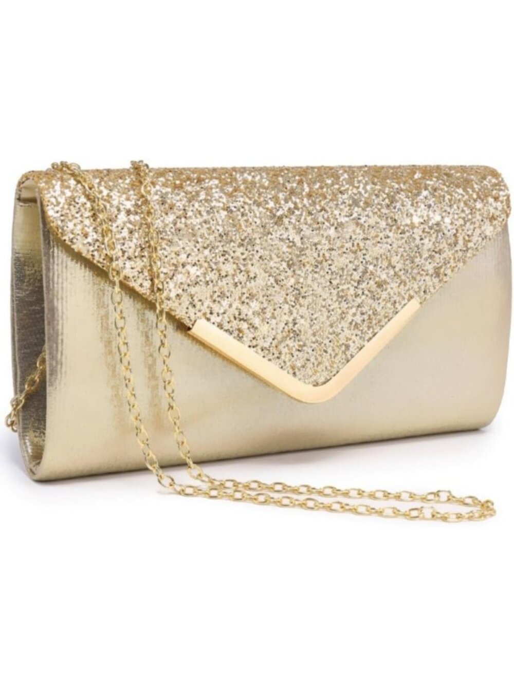 Elegant Evening Clutch Bag for Weddings & Parties, Glitter Flap, Shoulder Strap